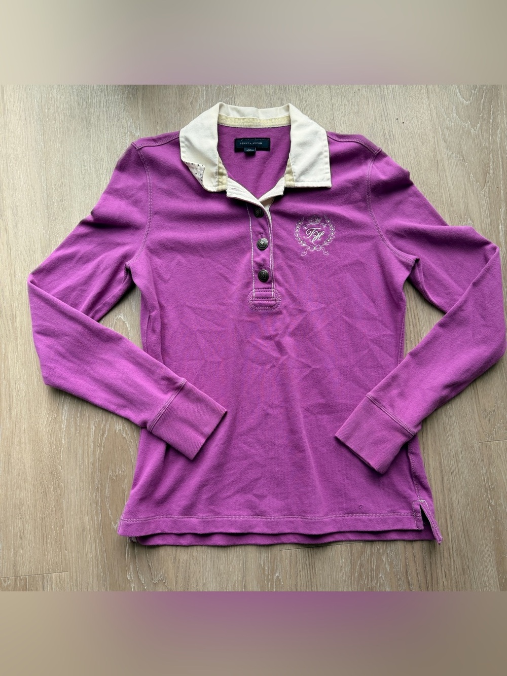 Tommy Hilfiger Y2K purple rugby polo shirt